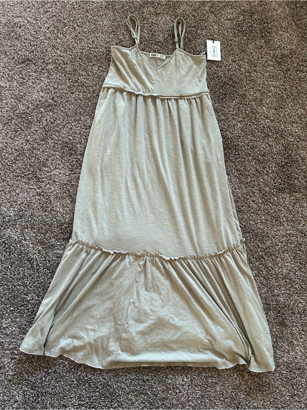 Light Sage Green Maxi Dress with Spaghetti Straps